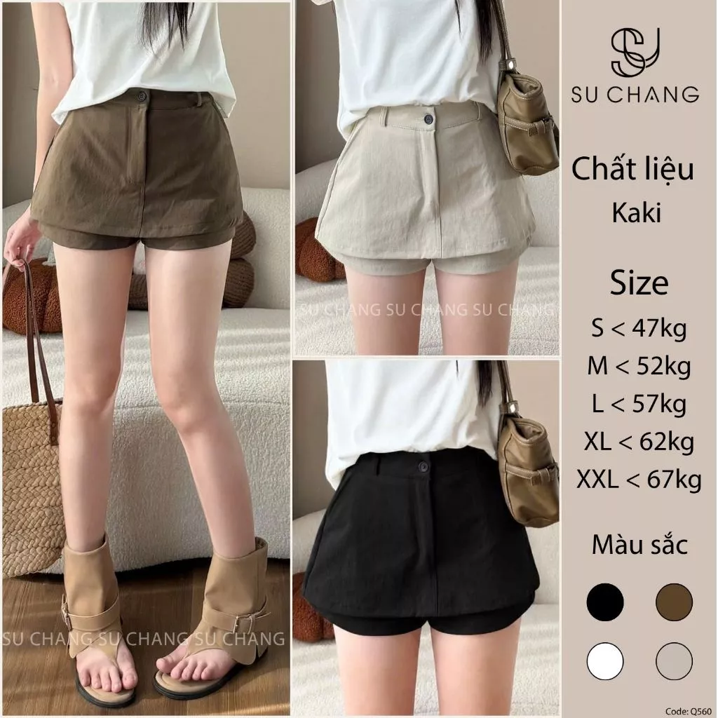 Quần Kaki Giả Váy Cạp Cao Túi Sau Q560 Su Chang Thời Trang Nữ