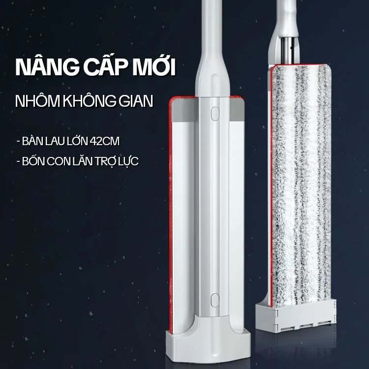 Cây Lau Nhà Tự Vắt OKwife HD-7020, Chổi Lau Nhà Tự Vắt Thông Minh Xoay 360 Độ, 2 Bông Lau