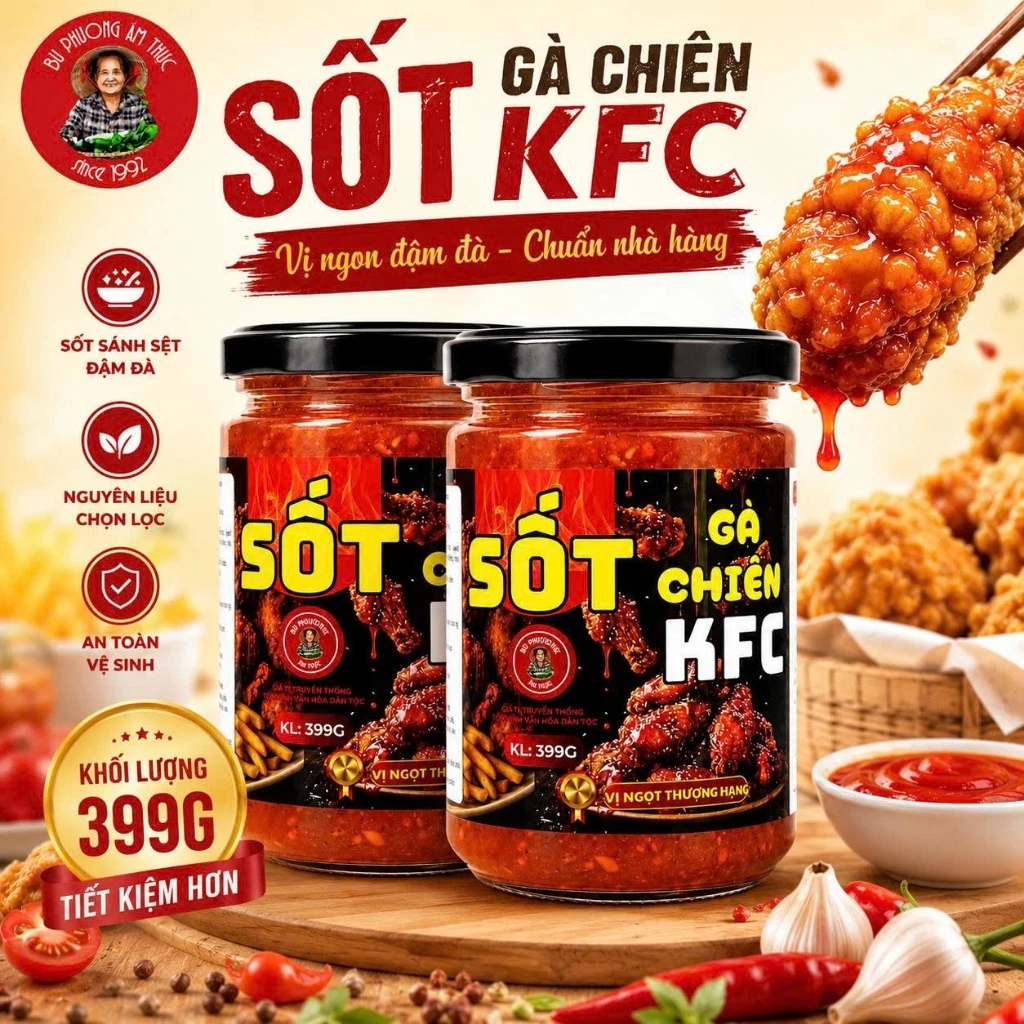 Sốt Gà Chiên KFC HỘP 399G - Thương Hiệu Bu Phương Ẩm Thực (Rưới, Chấm Các Món Gà, Sườn,Chiên Nướng)