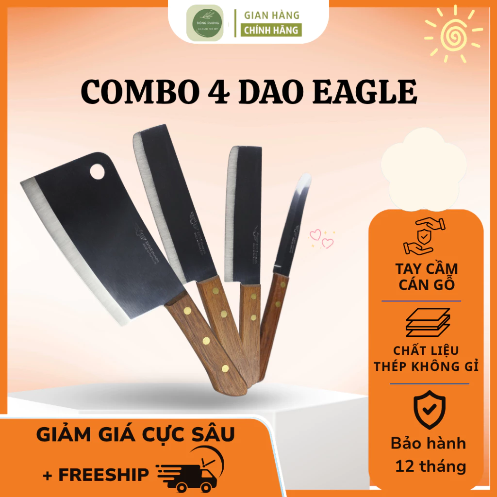 Bộ 4 Dao Eagle Thiết Kế Hiện Đại Phù Hợp Mọi Căn Bếp, Chất Liệu  Cao Cấp Hạn Chế Tối Đa Việc Gỉ Sét - Đông Phong