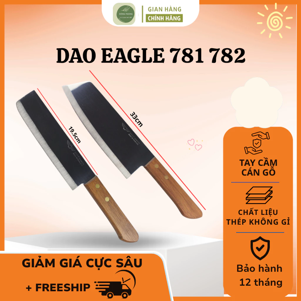 Dao Eagle 781 782 Bản Dao Rộng Hỗ Trợ Cắt Chặt Tiện Lợi, Bề Mặt Nhẵn Mịn Cắt Đồ Ăn Dễ Dàng - Đông Phong