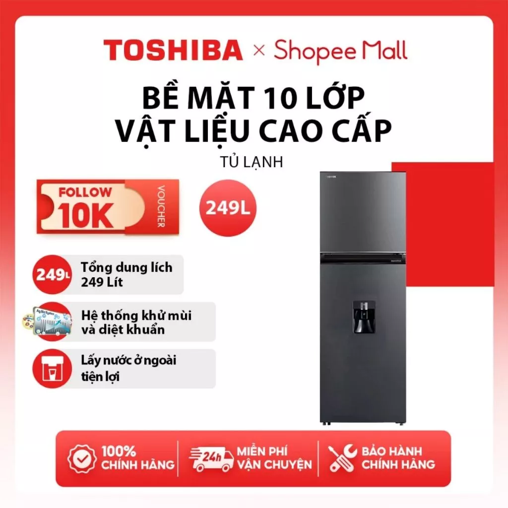 [Phí Lắp đặt 0Đ HN HCM] Tủ lạnh Toshiba Inverter 249 lít GR-RT325WE-PMV(06)-MG