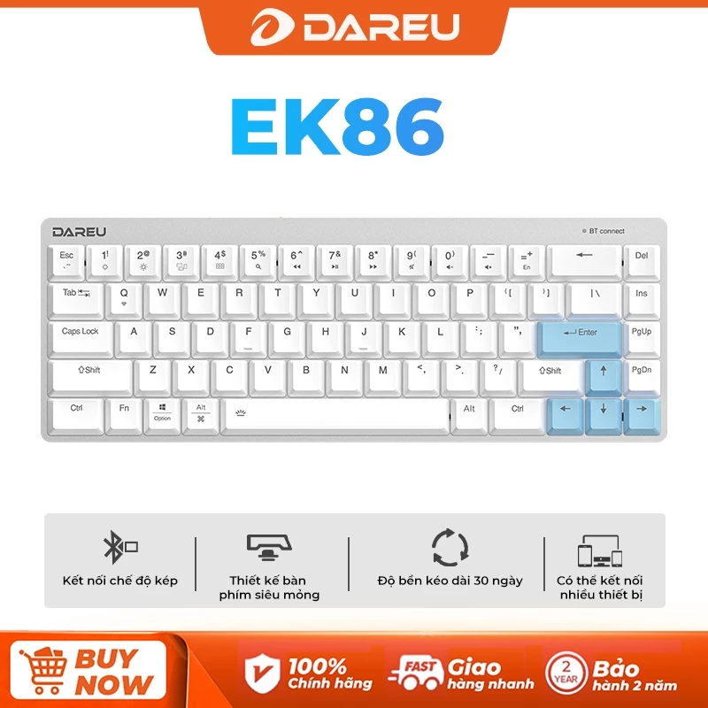 Bàn phím văn phòng cơ DAREU EK868 nhỏ gọn tinh tế 68 key - Hai chế độ - Bảo hành 24 thán