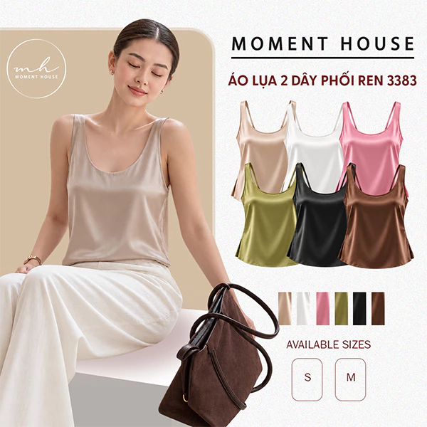 ÁO LỤA 2 DÂY BẢN TO PHỐI REN 3383