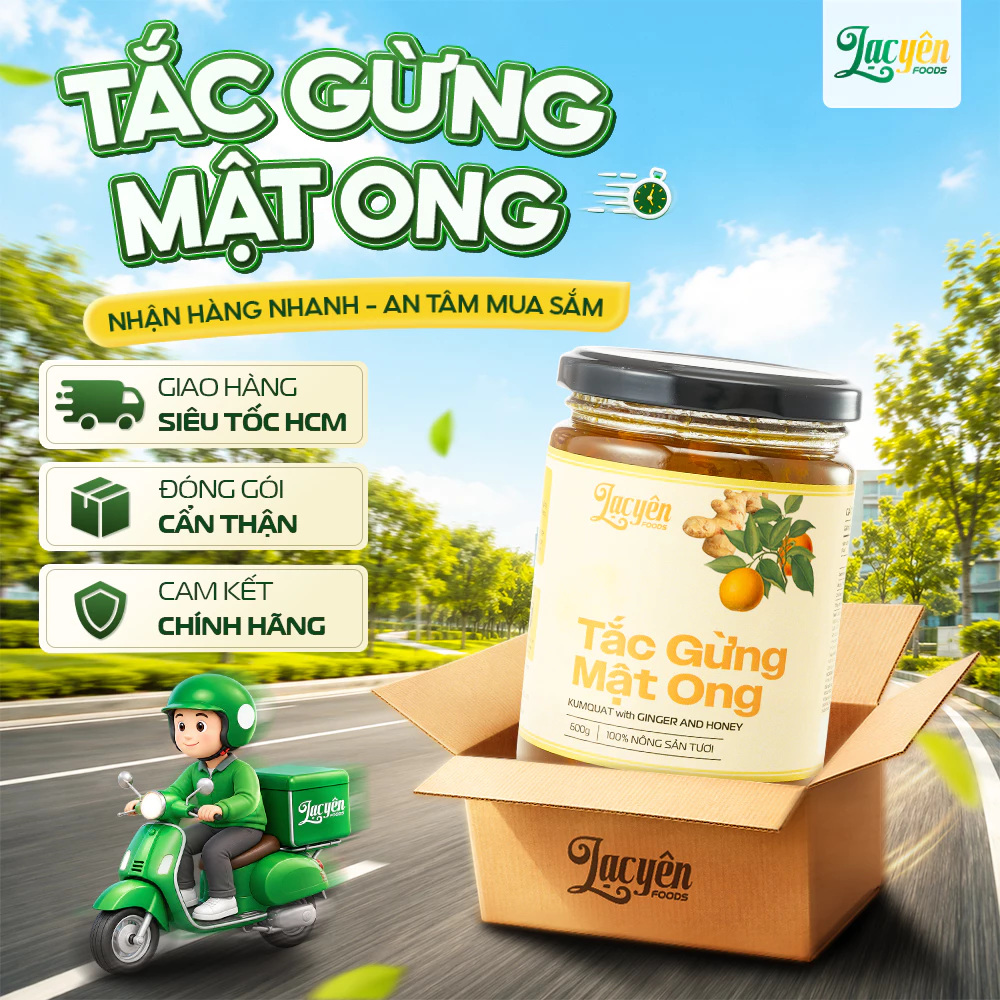Tắc Gừng Mật Ong Lạc Yên Foods - Hỗ Trợ Giảm Ho Dịu Cổ Họng Vị Chua Ngọt Dễ Uống Không Chất Bảo Quản