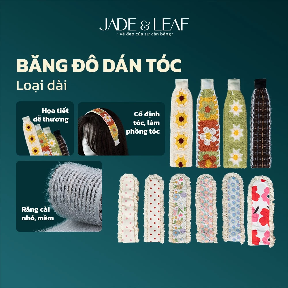 Băng Đô Dán Mái Tóc Hàn Quốc Miếng Dán Velcro Jade&Leaf Giữ Tóc Gọn Gàng Khi Rửa Mặt Trang Điểm