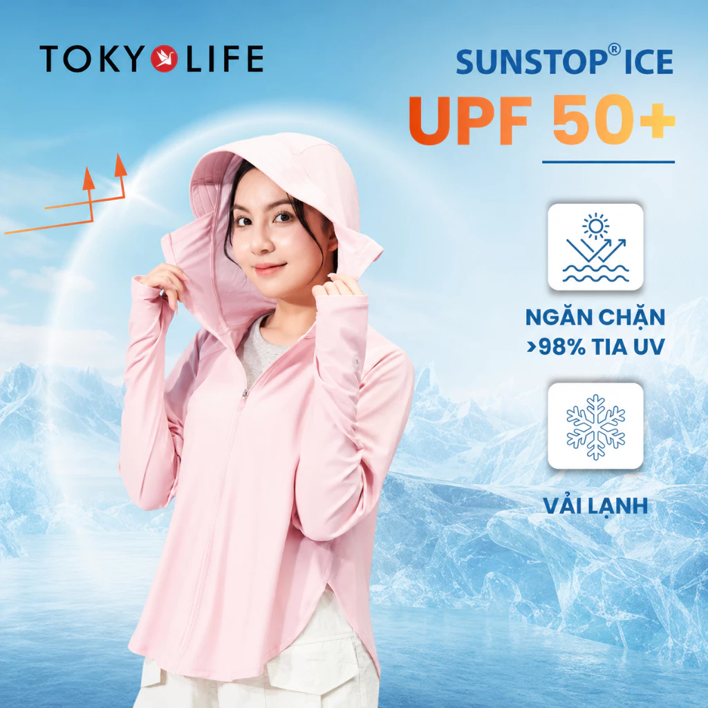 [KOL x TokyoLife]  Áo khoác chống nắng chống tia UV Nữ SunStop Ice làm mát mũ rộng vành 40003400 F9UVJ095R TOKYOLÌFE
