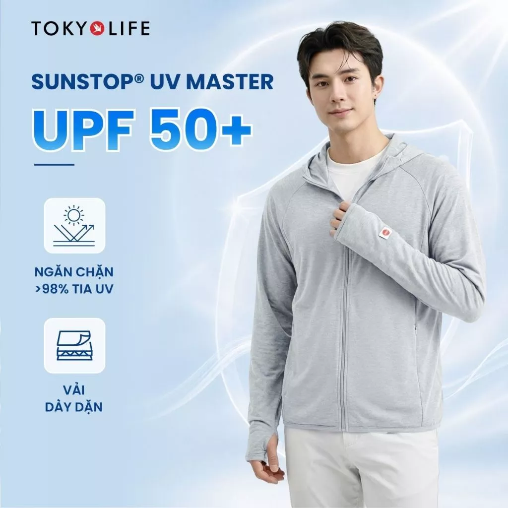 [LIVE] Áo Khoác Chống Nắng Chống Tia UV Nam Sunstop UV Master Cao Cấp Mũ Liền Dày Dặn 40000540