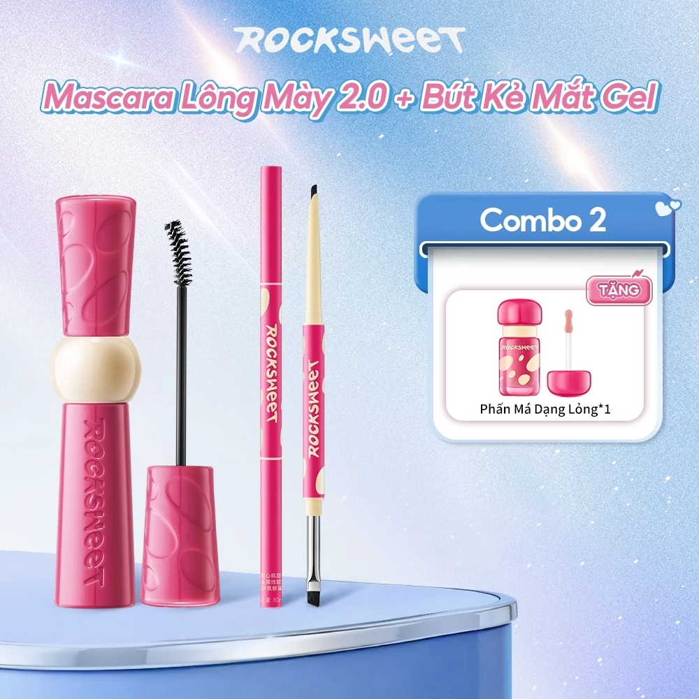 Combo 2 ROCKSWEET Mascara Lông Mày 2.0 + Bút Kẻ Mắt Gel Hai Đầu – Tạo Vẻ Ngoài Trang Điểm Tinh Tế