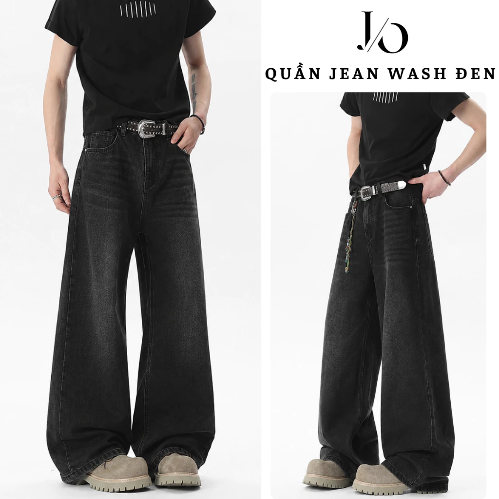 Quần Jean Đen Retro Nam Suông Ống Rộng Lưng Cao Quần Jean Suông Nam Mềm Form Đứng Dáng Dài BIGSIZE