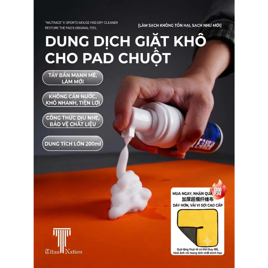 [Hỏa Tốc]  Chai Xịt Giặt Khô Dùng cho Pad Chuột TiTan Nation