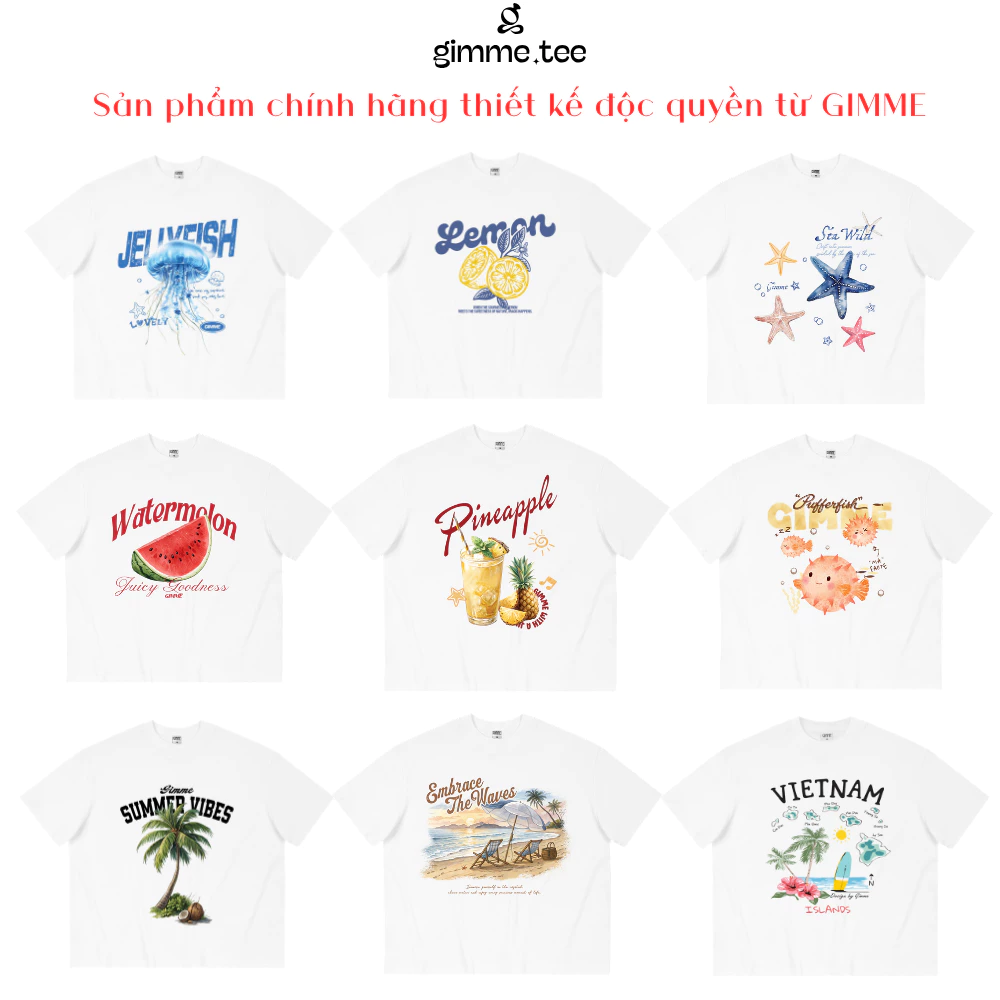 [CHÍNH CHỦ GIMME] Áo Thun Boxy Đi Biển Chính Hãng Gimme - MÙA HÈ - Premium Cotton 250gsm Cotton 2 Chiều Vải Xịn - GMBX15
