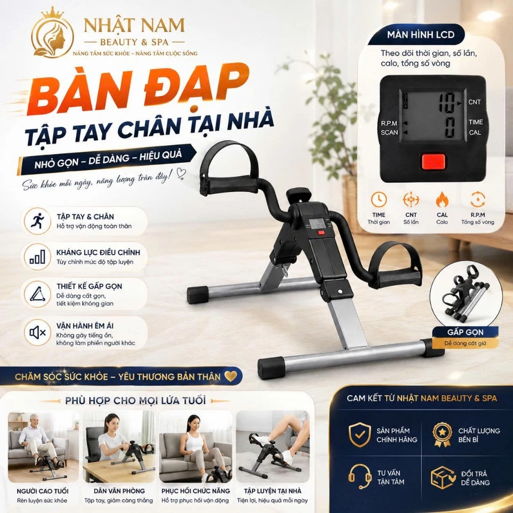 Bàn Đạp Tập Chân Tay Có Kháng Lực, Xe Đạp Mini Tập Luyện Cơ Tay Chân Tại Nhà Dành Cho Người Già, Người Tai Biến