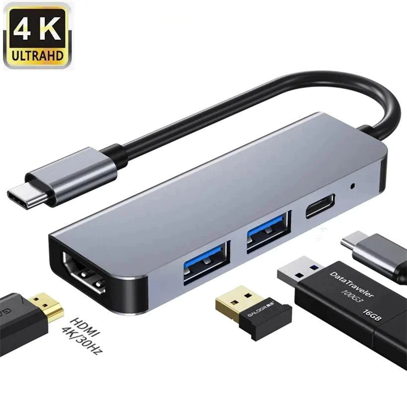 Bộ Chia Cổng Mở Rộng HUB 4 in 1 Có HDMI Chuẩn 4K/30Hz – Đầu Cắm Type C/USB 3.0 Nhỏ Gọn, Truyền Nhanh