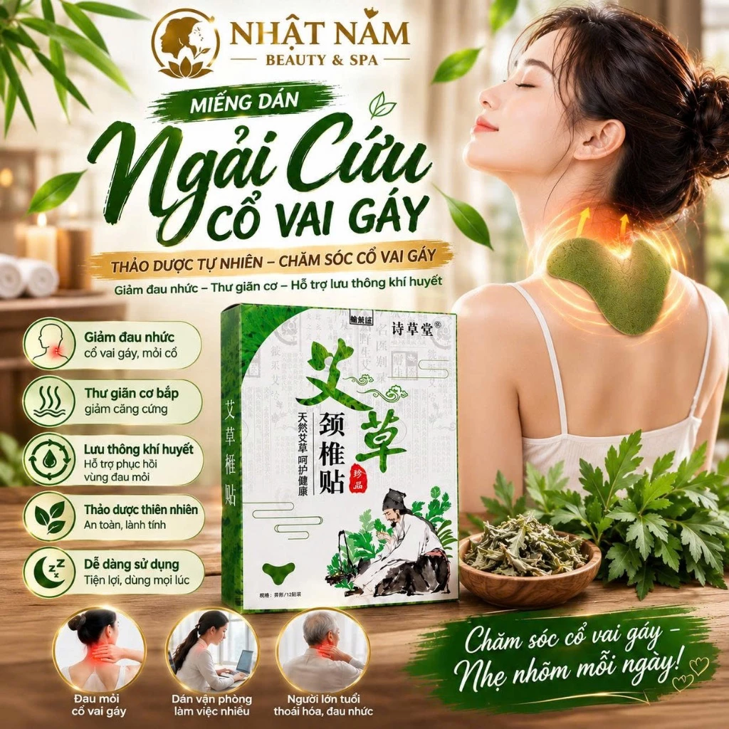 Combo 5 Hộp 60 Miếng Cao Dán Ngải Cứu Giảm Đau Cổ Vai Gáy Hiệu Quả, Giúp Ngủ Ngon, Cải Thiện Giấc Ngủ, Hỗ Trợ Giảm Đau