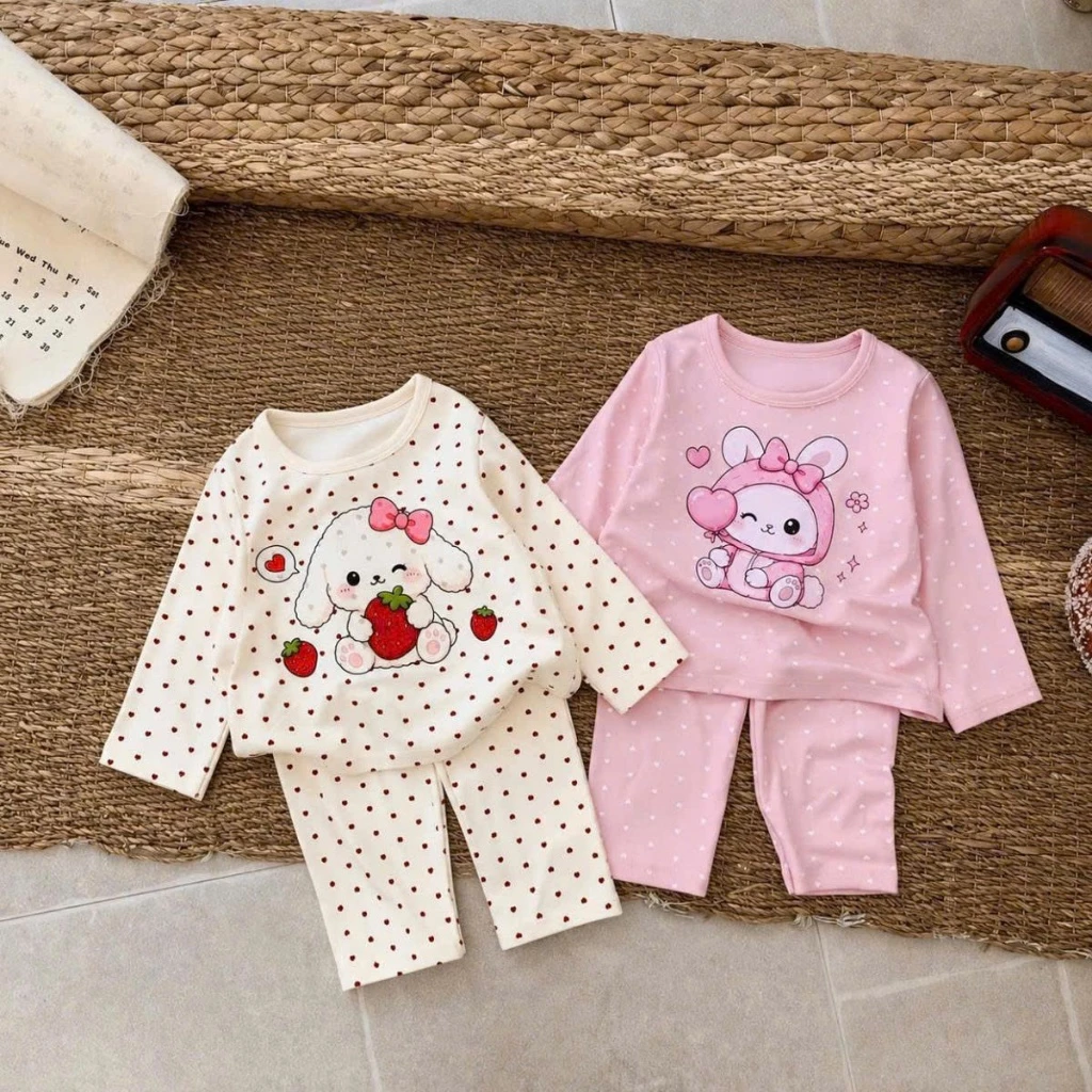 [8-18kg] Bộ áo dài quần dài bé gái chất liệu cotton co giãn 4 chiều vô cùng xinh xắn mã BERRY.