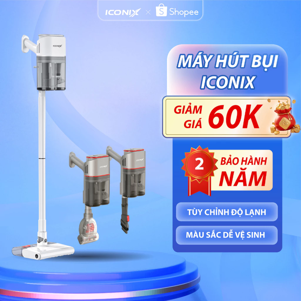 Máy Hút Bụi Lau Nhà ICONIX Cầm Tay Có Dây Lực Hút 22.000Pa - Bảo hành 2 năm