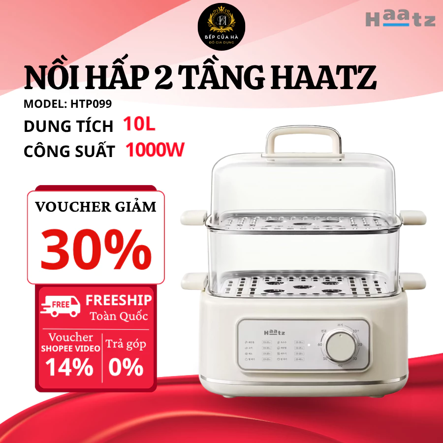 Nồi Hấp 2 Tầng Haatz CIM371 Inox 304 Cao Cấp, Đáy Từ Truyền Nhiệt Nhanh, Thiết Kế 2 Tầng Tiện Lợi - Bếp Của Hà