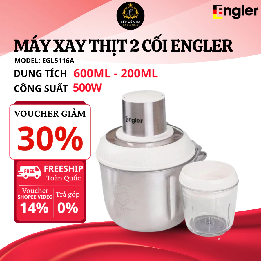 Máy Xay Thịt 2 Cối Engler EGL5116A  Đa Năng Xay Thịt Cá Rau Củ, Động Cơ Mạnh Mẽ Chống Quá Nhiệt - Bếp Của Hà