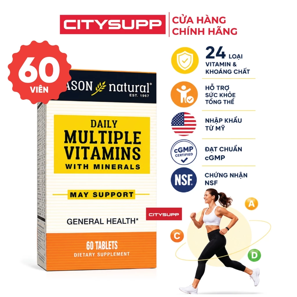 Viên Uống Vitamin Tổng Hợp Mason Natural Daily Multiple Vitamins With Minerals (60 Viên) Tăng Cường Sức Khỏe | CitySupp