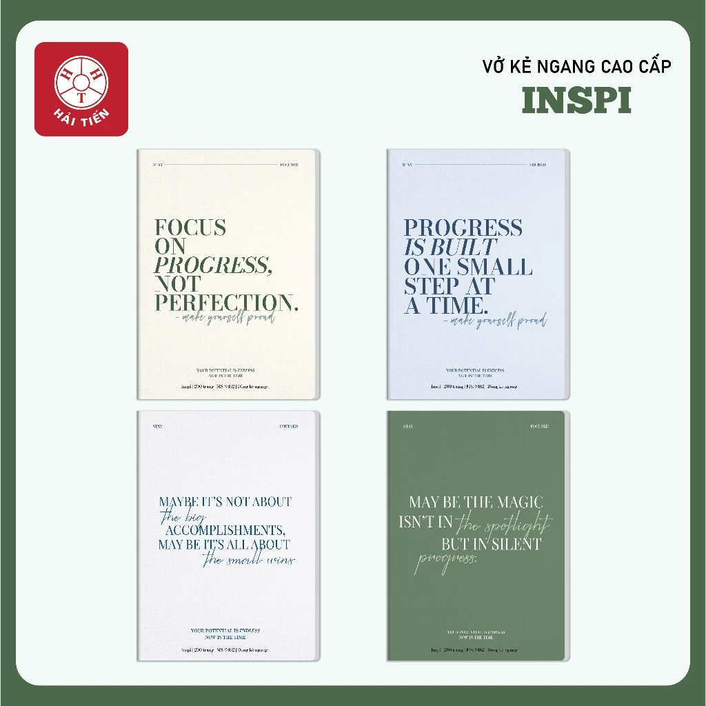 HẢI TIẾN Vở kẻ ngang Inspi - KT 185x267mm - ĐL 70g/m2 - Giấy độ trắng tự nhiên (80,120,200 trang)