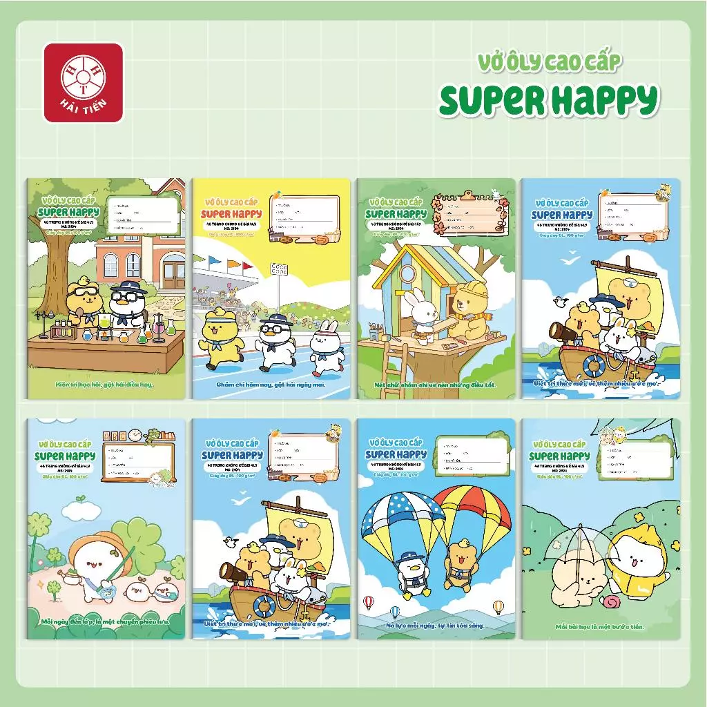 HẢI TIẾN Vở ô ly SuperHappy (4/5 ô ly) - ĐL 100g/m2 - KT 170x240mm - 48,80 trang