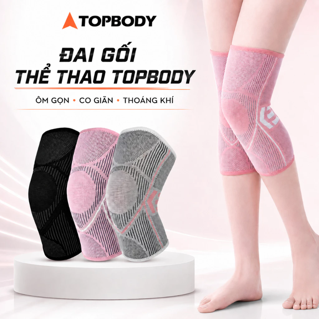 [1 Đôi] Đai Bảo Vệ Đầu Gối TOPBODY, Băng Gối Thể Thao Tập Yoga, Gym, Bóng Chuyền, Pickleball Chạy Bộ Topbody - DADOI04