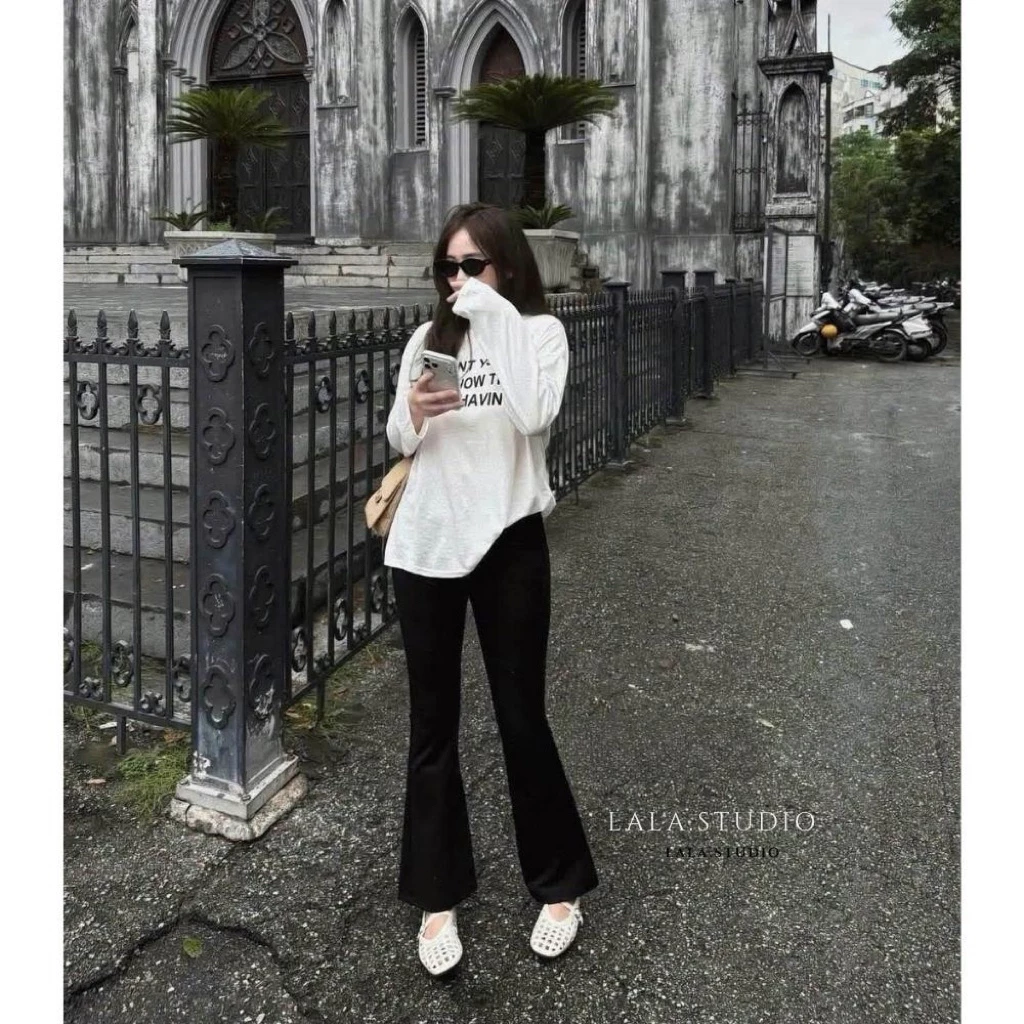LALASTUDIO• Quần ống vẩy chất umi co giãn cao cấp, quần ống loe dáng dài