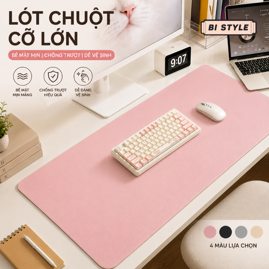 Lót Chuột Cỡ Lớn Bàn Máy Tính Bề Mặt Mịn Chống Trượt Dễ Lau Chùi Chống Thấm Nước