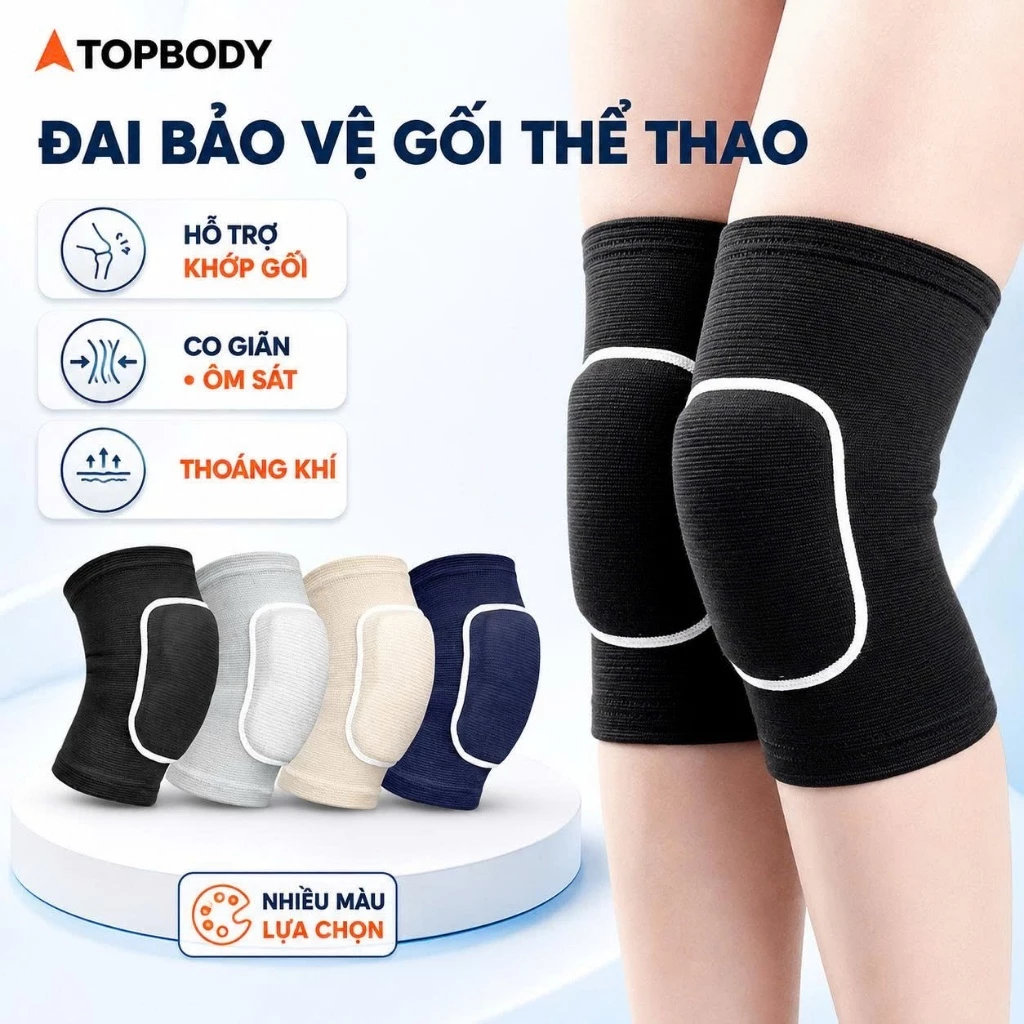 [1 Đôi] Đai Bảo Vệ Đầu Gối Thể Thao TOPBODY, Băng Bảo Vệ Đầu Và Khớp Gối Tập Yoga, Gym, Bóng Chuyền, Chạy Bộ-DADOI