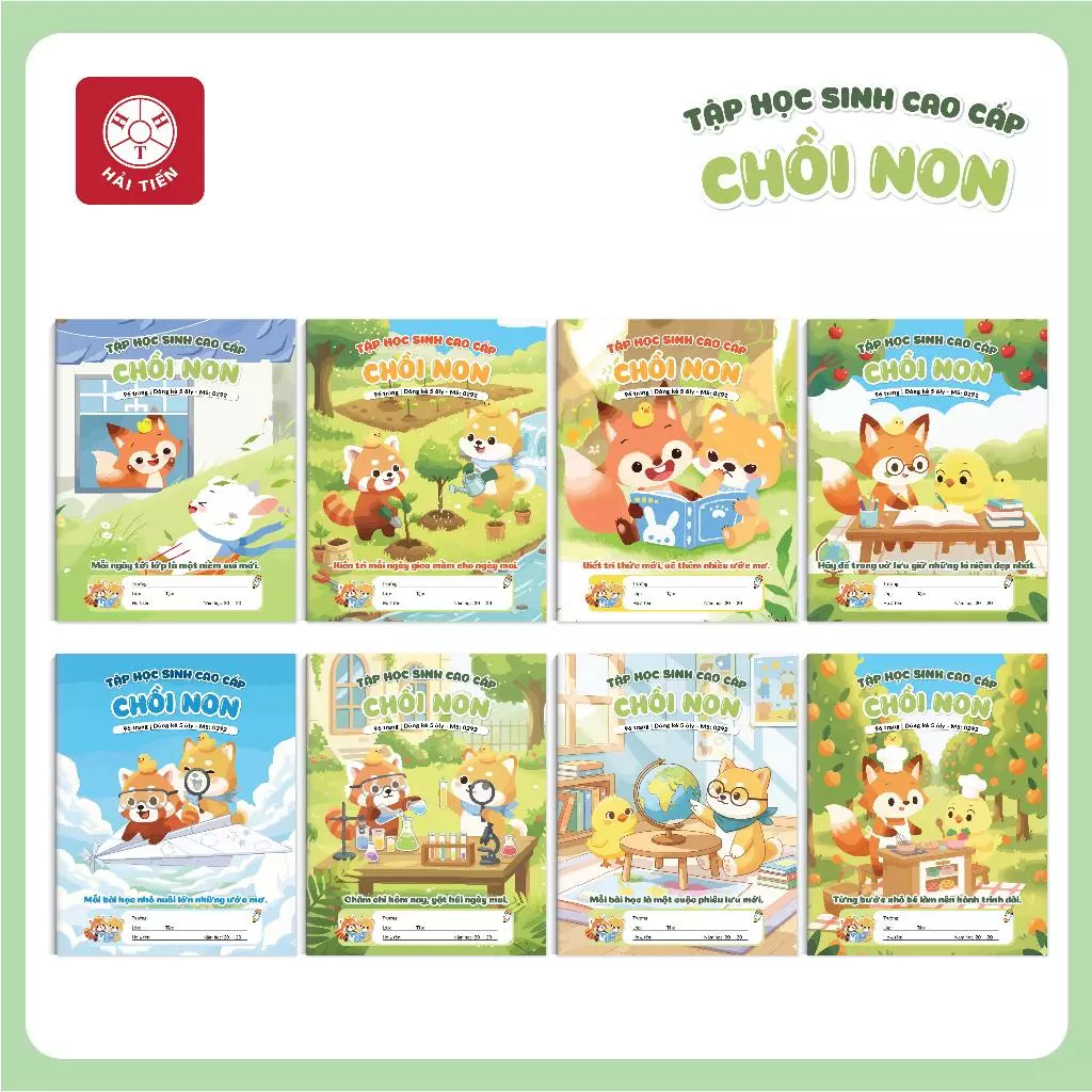 HẢI TIẾN Tập ô ly [Miền Trung + Miền Nam] Chồi Non - KT 158x205mm - 4/5 ly caro/ 4ly ngang (96trang) - ĐL 80g/m2