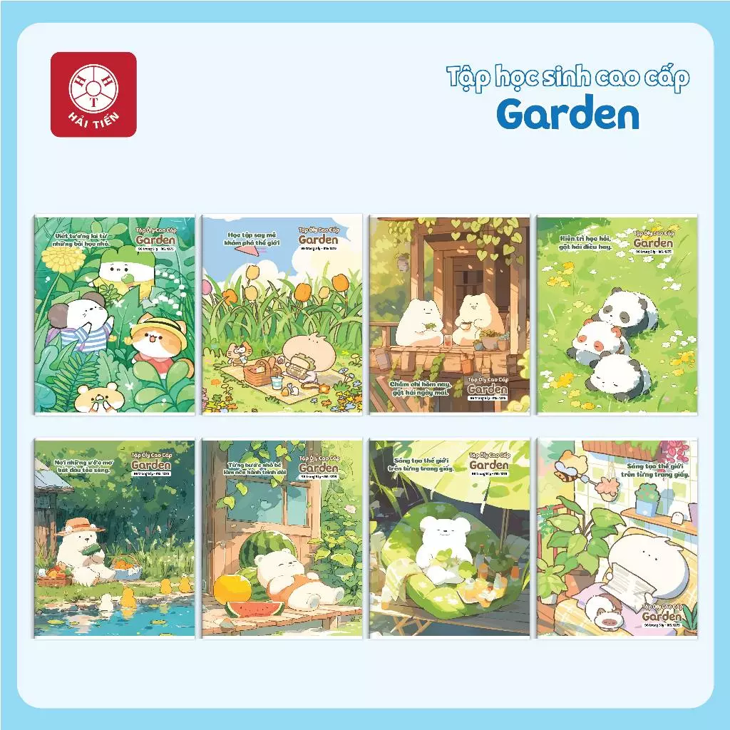 HẢI TIẾN Tập ô ly [Miền Trung + Miền Nam] Garden - KT 158x205mm - 4/5 ly caro/ 4ly ngang (96trang) - ĐL 80g/m2