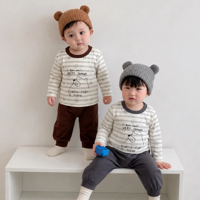 Bộ dài tay chất liệu cotton mềm mại cho bé 8-18kg I Am