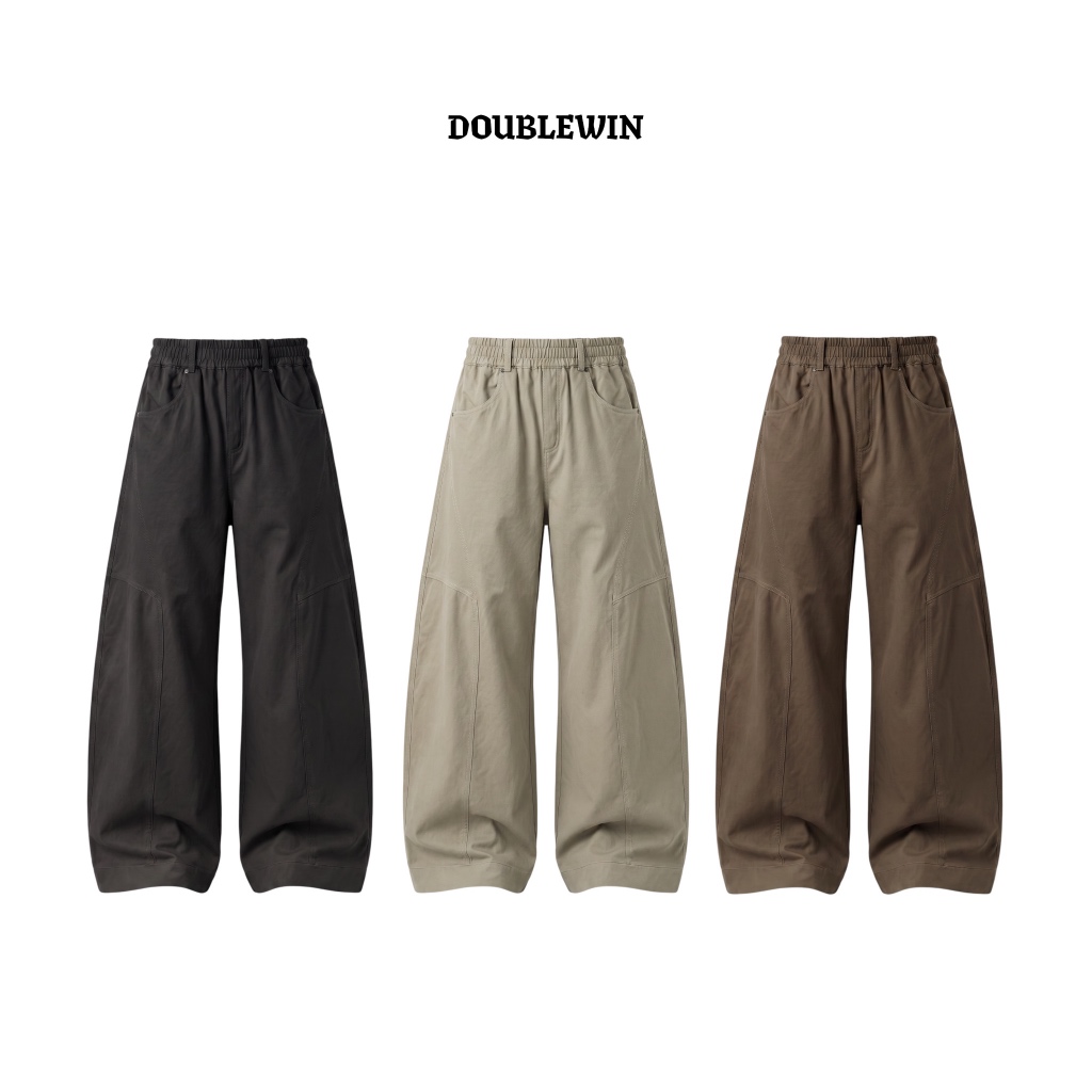 Quần kaki doublewin - form cong ống rộng phối line - cạp chun co giãn - vải…