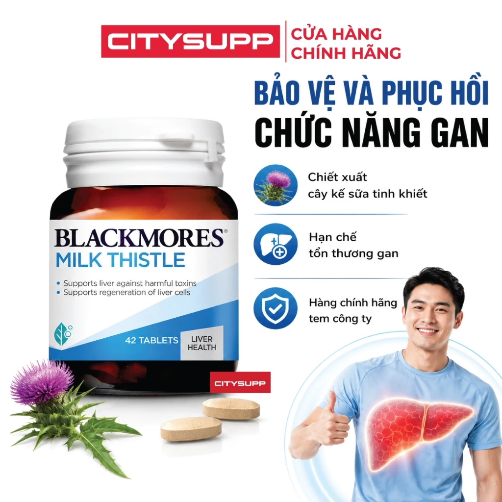 Viên Bảo Vệ Gan Blackmores Milk Thistle (42 Viên) Chiết Xuất Cây Kế Sữa, Hỗ Trợ Chức Năng Gan
