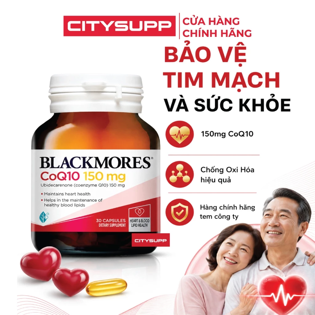 Viên Uống Blackmores CoQ10 150mg (30 Viên) Hỗ Trợ Tim Mạch, Chống Oxy Hóa, Tăng Cường Năng Lượng | CitySupp