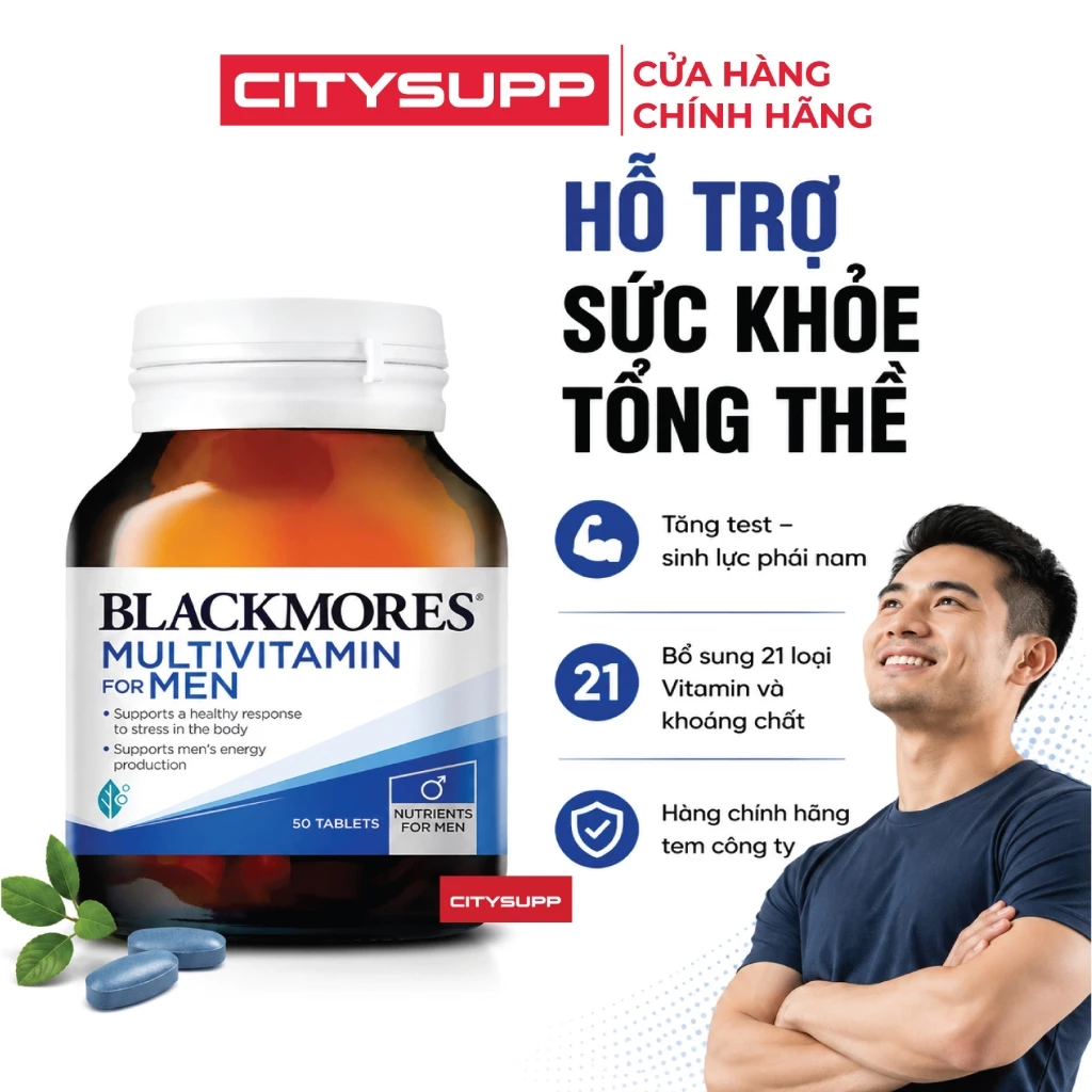 Viên Uống Vitamin Tổng Hợp Cho Nam Blackmores Multivitamin For Men, Bổ Sung 21 Loại Vitamin và Khoáng Chất | CitySupp
