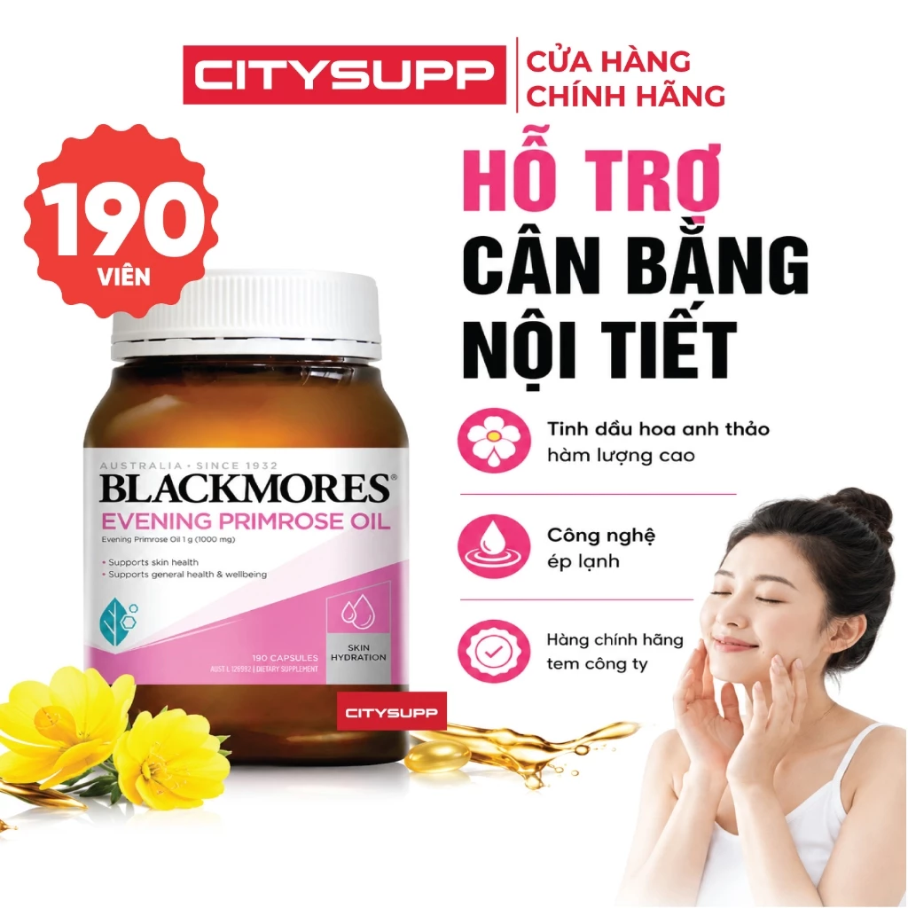 Viên Uống Tinh Dầu Hoa Anh Thảo Blackmores Evening Primrose Oil (190 Viên) Tăng Cường Sức Khỏe | CitySupp