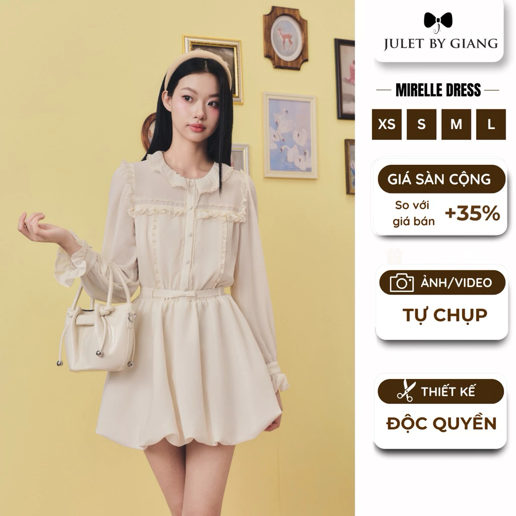 [MỚI VỀ HÀNG] Váy Bí Liền Thắt Đai Nơ JULETBYGIANG Thiết Kế Tiểu Thư Nhẹ Nhàng Mirelle Dress