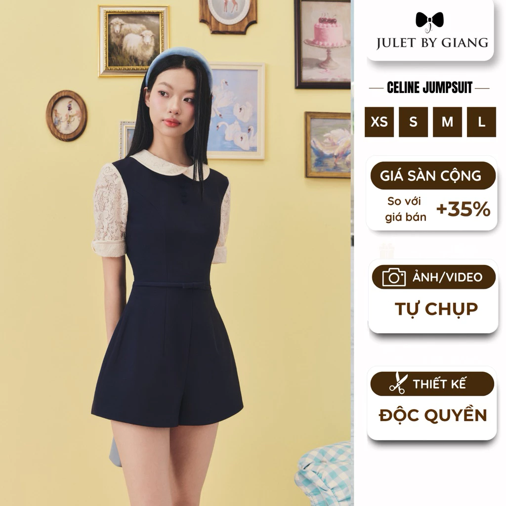 [BST MỚI] Váy Tiểu Thư JULETBYGIANG Phối Ren Lịch Sự Đi Học Đi Làm Celin Jumpsuit