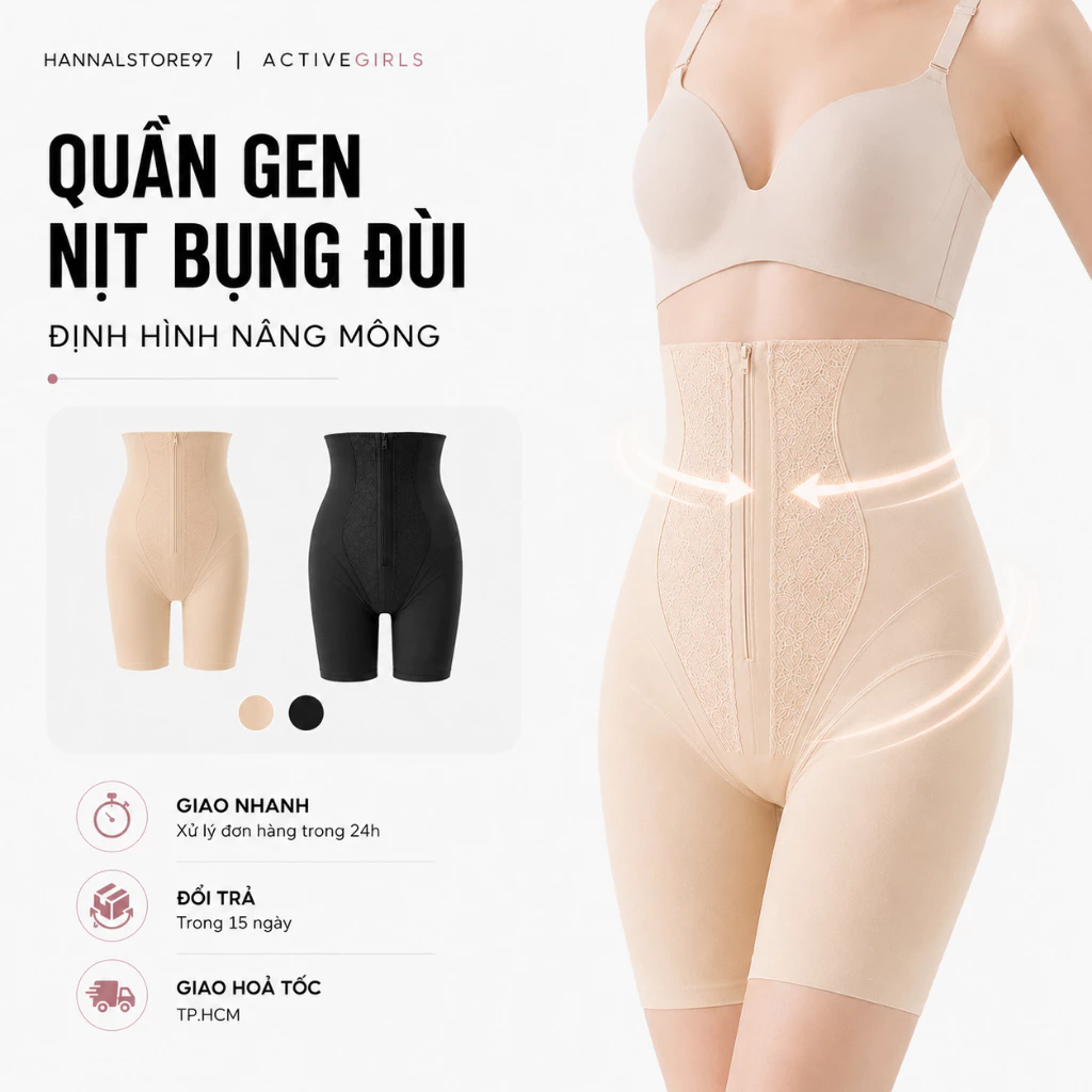Quần Gen Khóa Kéo Dáng Đùi – Đai Nịt Bụng Giảm Eo Định Hình Bigsize -  Hannal Store 97 -KK01