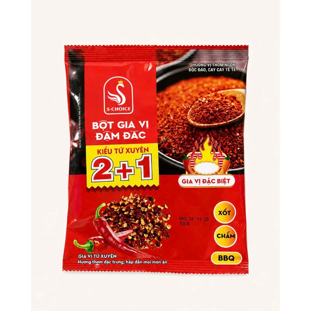 Bột ớt cay tê 1+2 ướp đồ nướng, rắc đồ ăn, pha đồ chấm 100g, Hàng chuẩn loại 1. bột ớt loại 100g