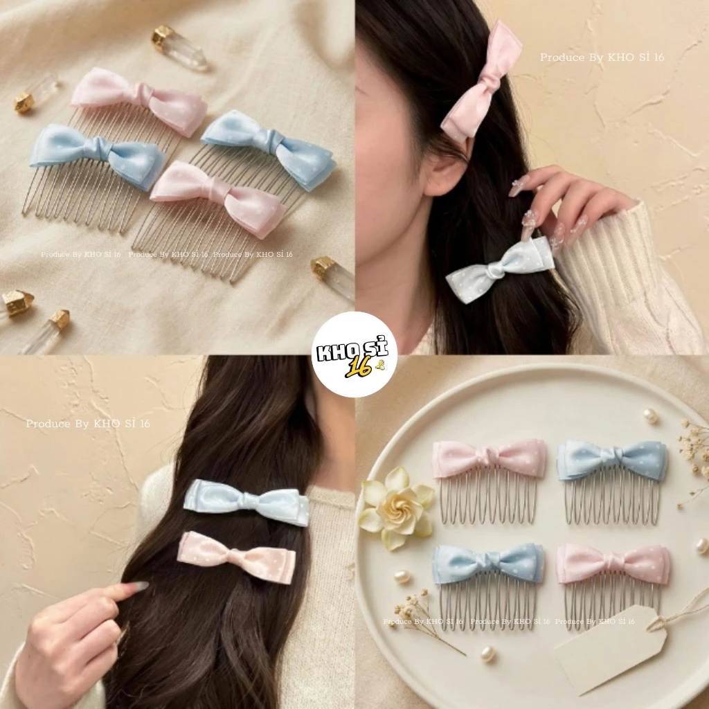 Kẹp Xược Nơ Hoa Nhí Pastel, Kẹp Cài Tóc Nữ Dễ Thương Thanh Lịch, Phối Tóc Tạo Kiểu_Khosi16