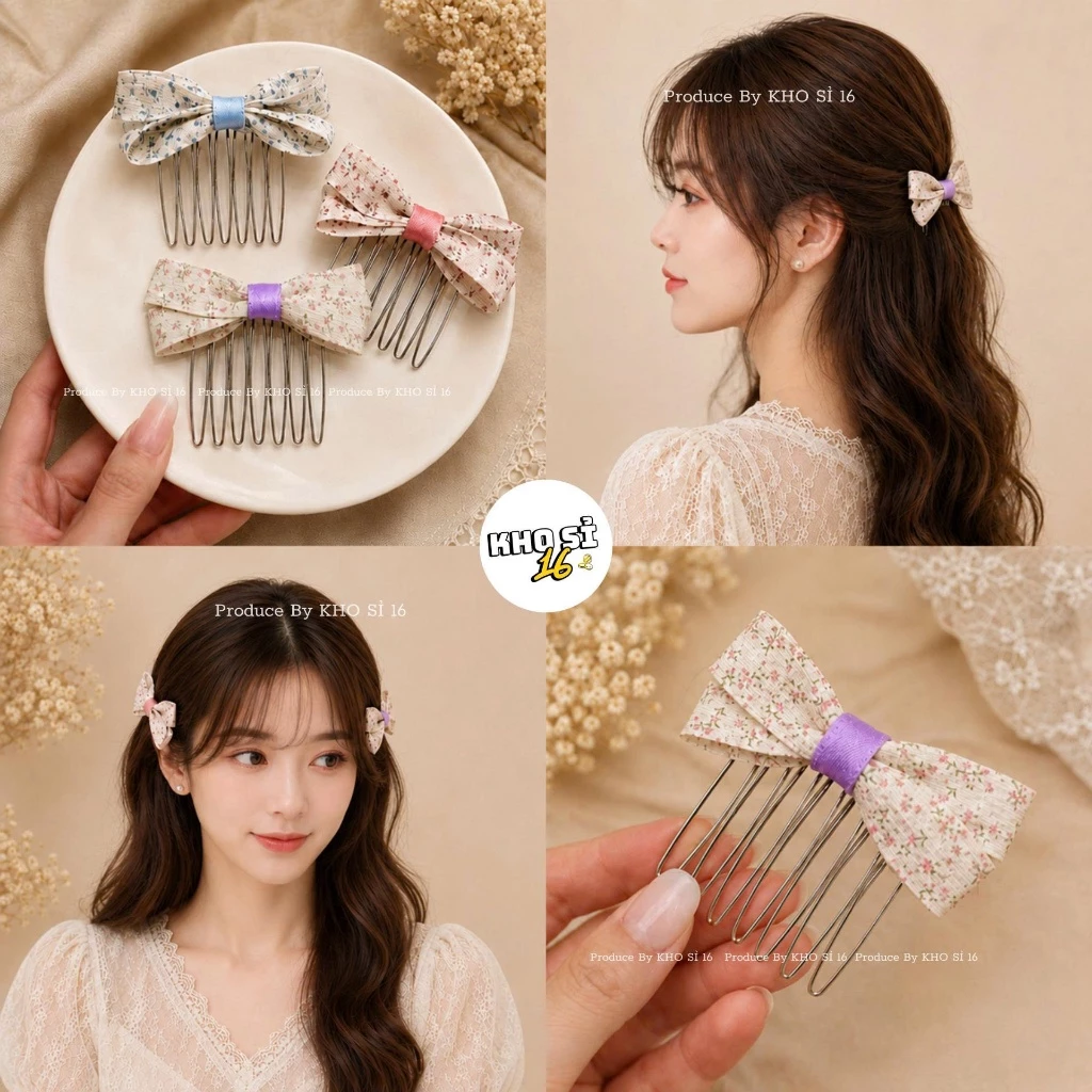 Kẹp Xược Nữ Đính Nơ Hoa Nhí Phong Nhí Màu Pastel Phong Cách Hàn Quốc Tiểu Thư_Khosi16