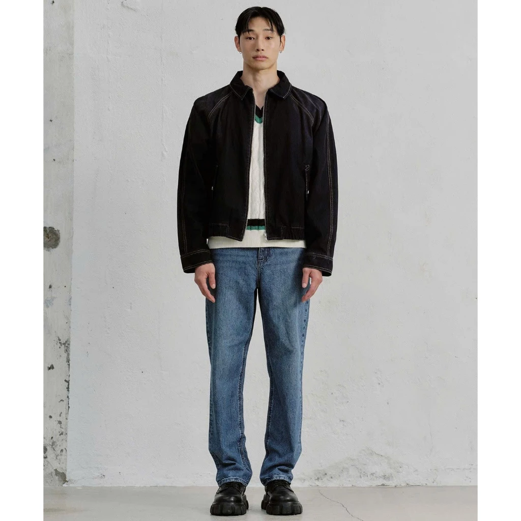 QUẦN JEAN DÀI PLAC  – TAPERED JEANS MID BLUE
