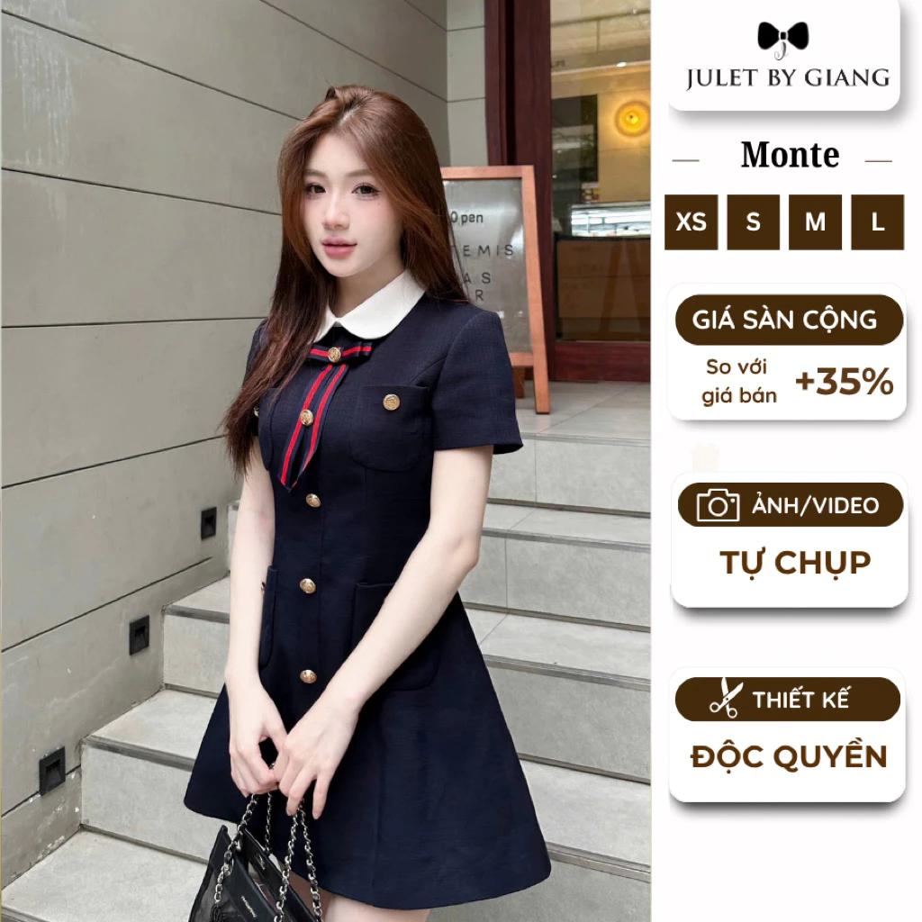 [JULETBYGIANG] Váy tiểu thư, đầm tiểu thư thiết kế dáng liền chữ a  Monte Dress Juletbygiang nữ tính