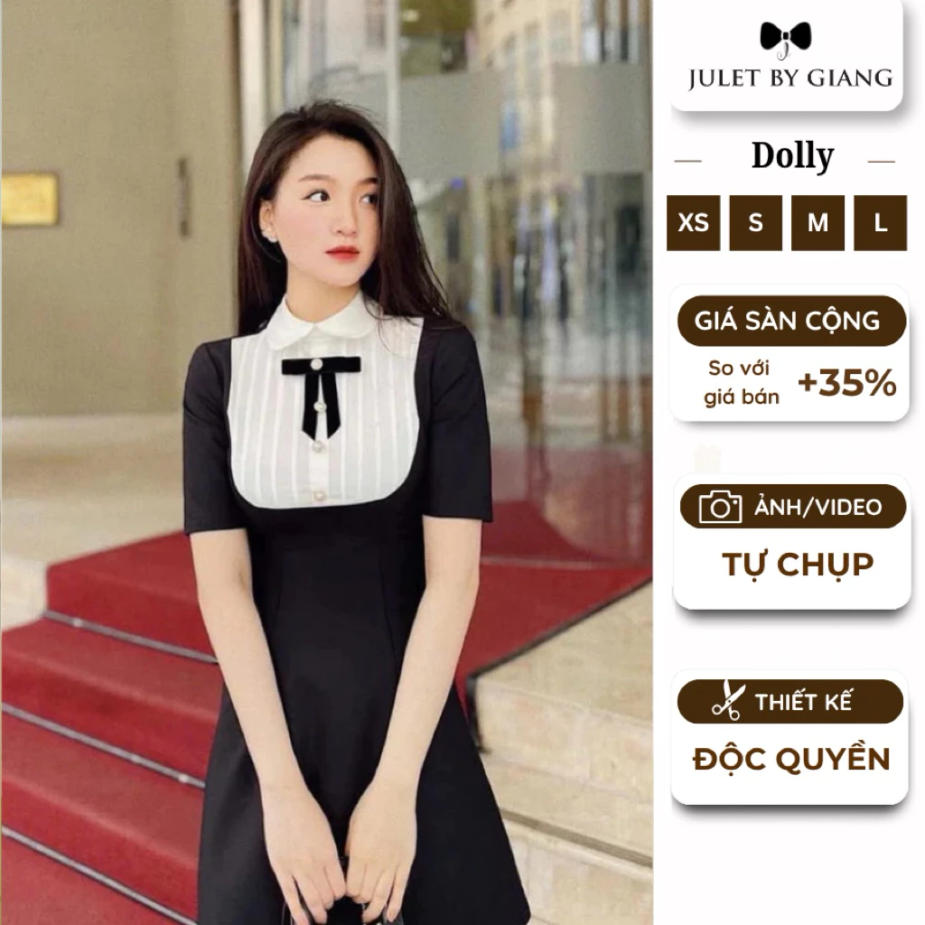 [JULETBYGIANG] Váy đầm liền nữ tiểu thư ngắn nữ Dolly  Juletbygiang mùa hè đi đám cưới hàng thiết kế