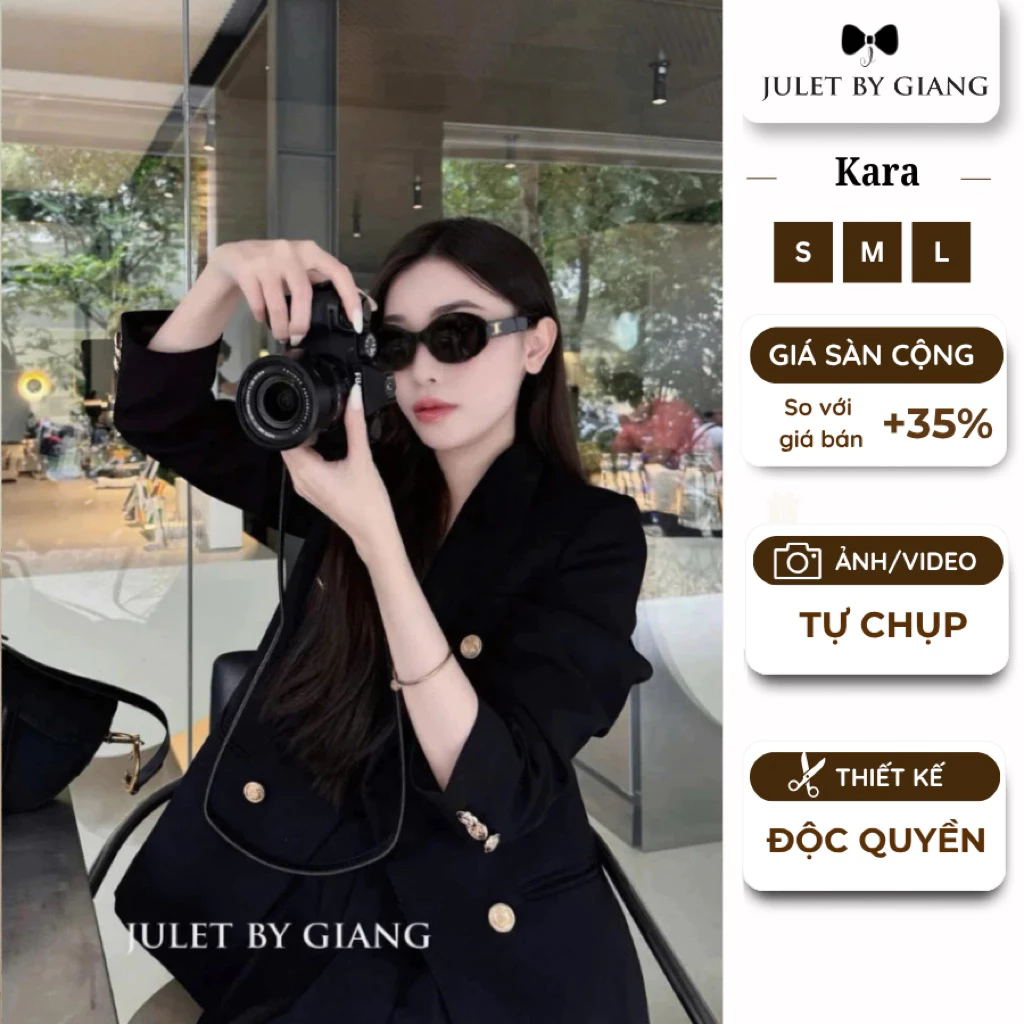 [JULETBYGIANG] Áo blazer, áo vest nữ đen trơn công sở Juletbygiang form đẹp đệm cầu vai form vừa hàn