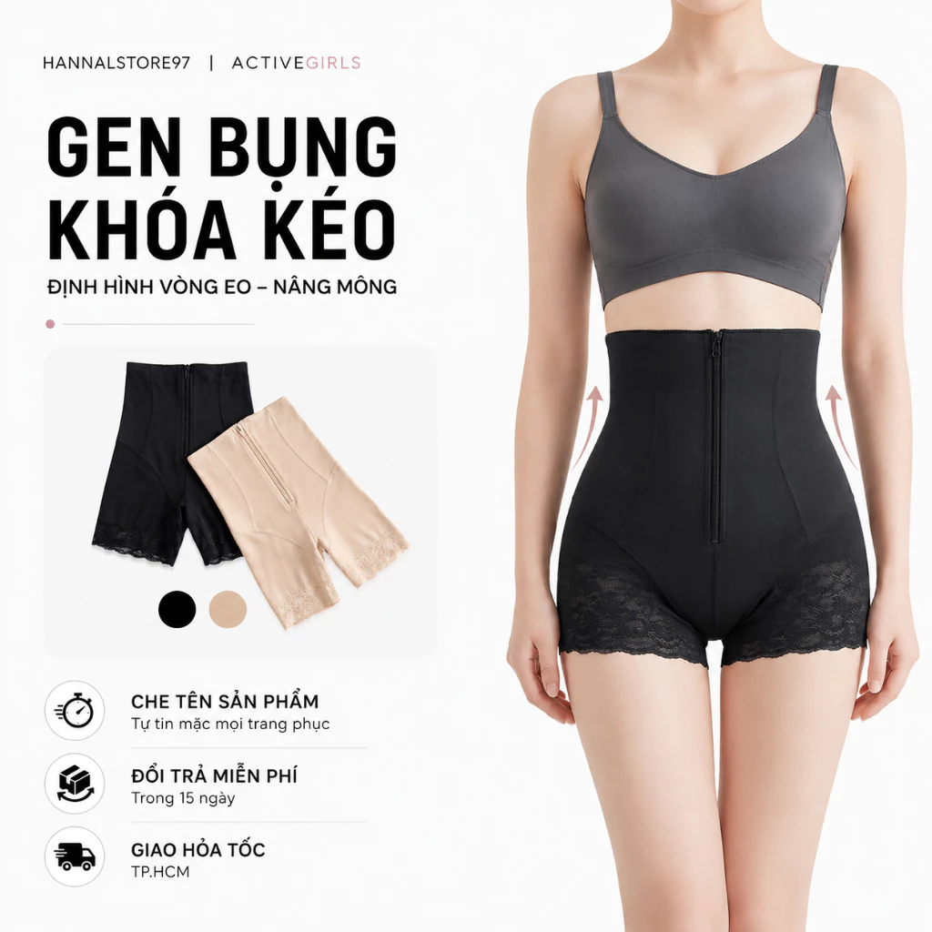 QUẦN GEN NỊT BỤNG BIGSIZE QUẦN ĐỊNH HÌNH THON GỌN VÒNG 2 QUẦN LÓT NÂNG MÔNG KHÓA KÉO CAO CẤP CHẮC CHẮN - KK03