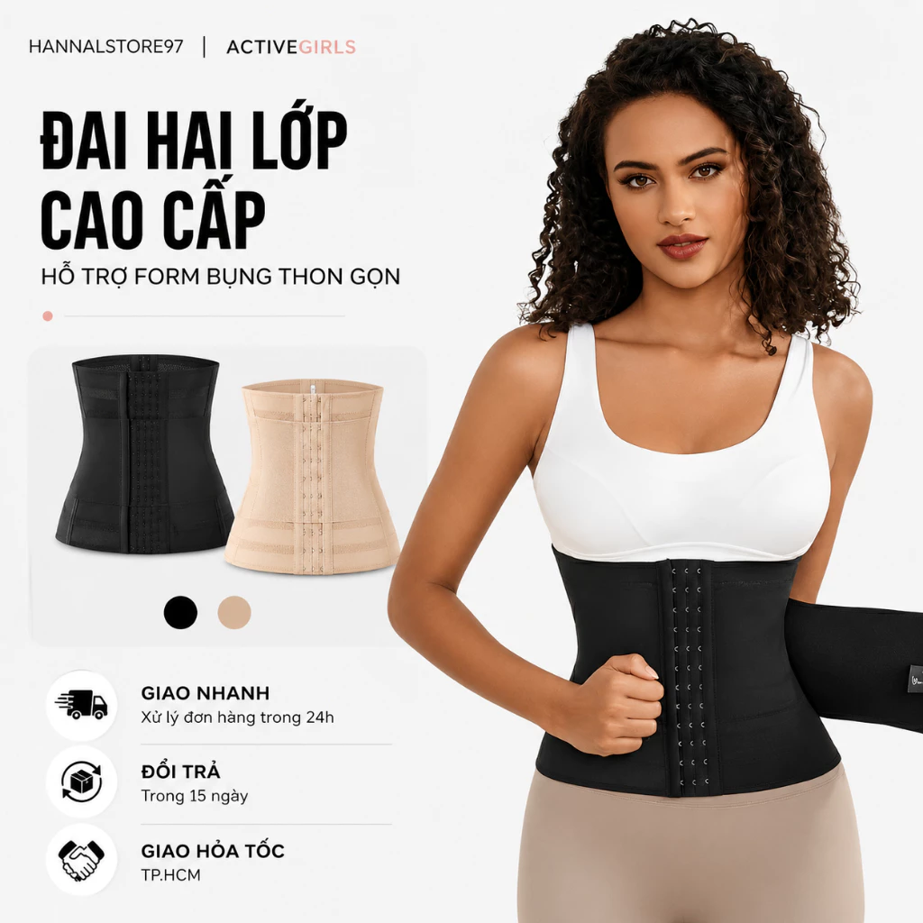 Đai Ôm Dáng Cải Tiến – 2 Cấp Độ Cài – Chống Cuộn – 6 Nấc Cài – Hannal Store 97 - LT04